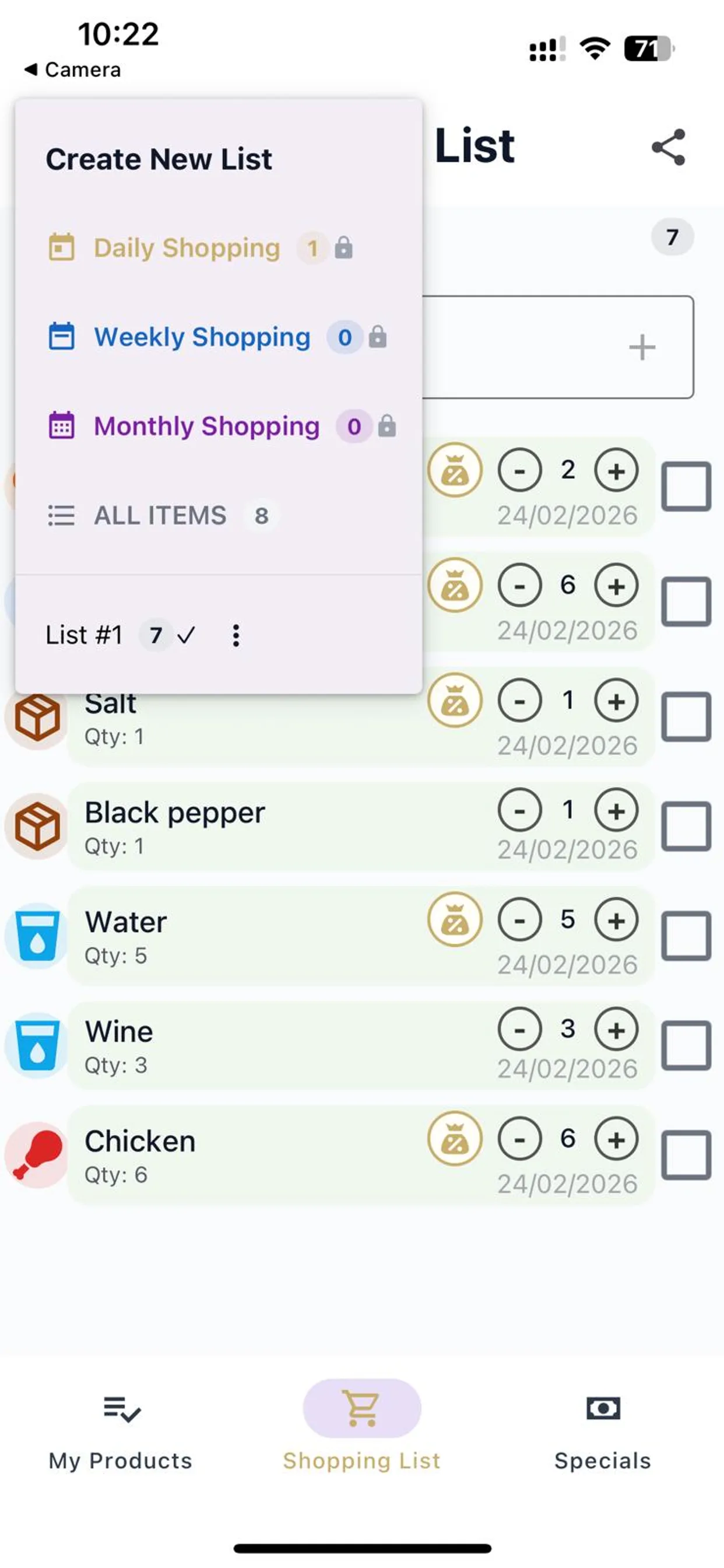 Multiple Shopping Lists